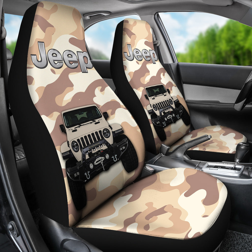 Cream White Jeep Camouflage Car Seat Covers
