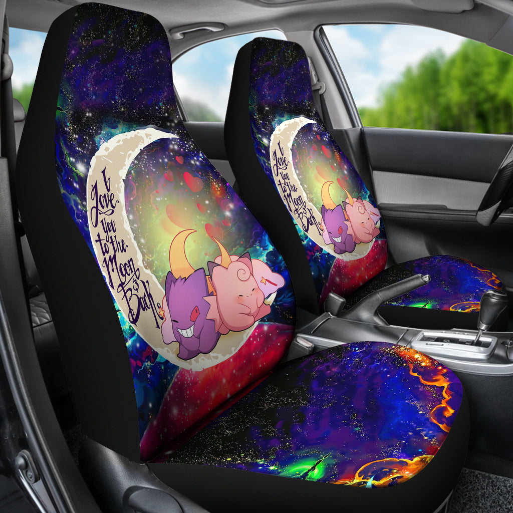 Gengar And Clefable Cute Love You To The Moon Galaxy Car Seat Covers