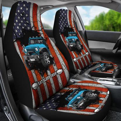 Eat Sleep Jeep Blue Car Seat Covers