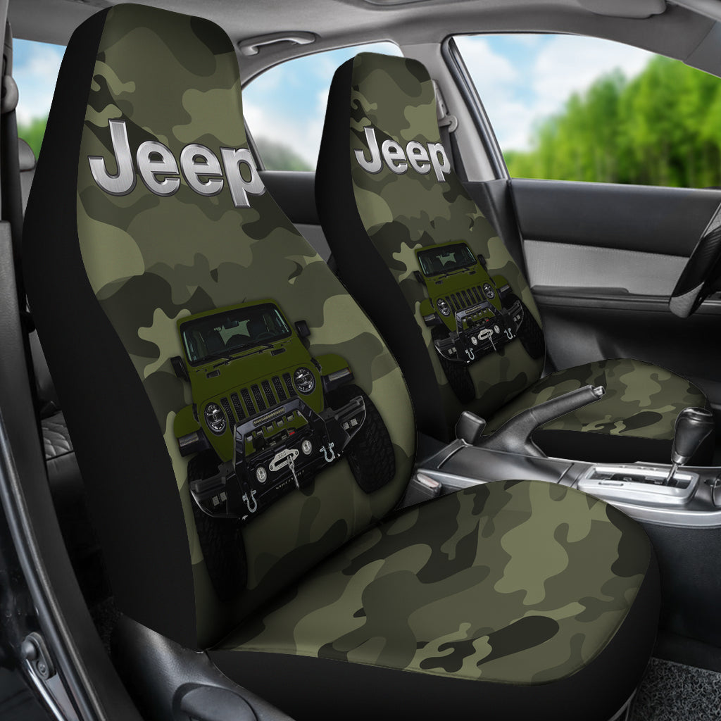 Green Jeep Camouflage Car Seat Covers