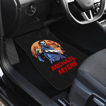 Horror Car Floor Mats Michael Myers Yellow Moon Night Car Mats