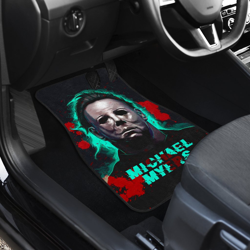 Horror Car Floor Mats Michael Myers Portrait Green Vapor Car Mats