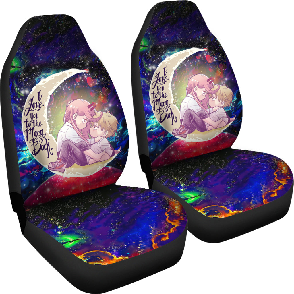 Chainsaw Man Denji X Power Love You To The Moon Galaxy Car Seat Covers