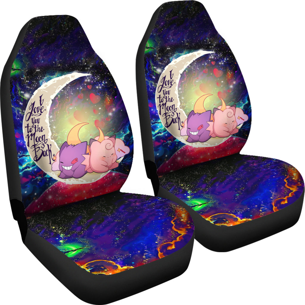 Gengar And Clefable Cute Love You To The Moon Galaxy Car Seat Covers