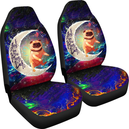 Cute Bull Dog Love You To The Moon Galaxy Car Seat Covers