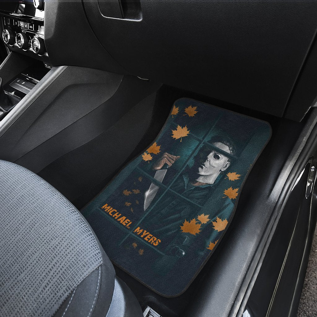 Horror Car Floor Mats Michael Myers Window Maple Leaf Patterns Car Mats