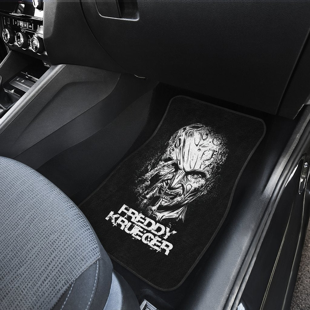 Horror Car Floor Mats Freddy Krueger Dissolving Face Black White Car Mats