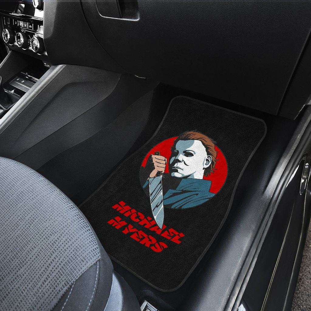 Horror Car Floor Mats Michael Myers With Sharp Knife Black Car Mats