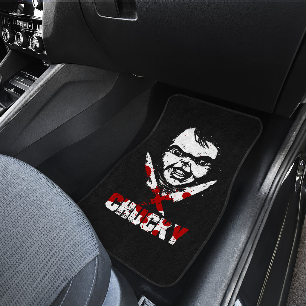 Horror Car Floor Mats Chucky Child's Play Horror Blood Halloween Car Floor Mats Horror Car Mats