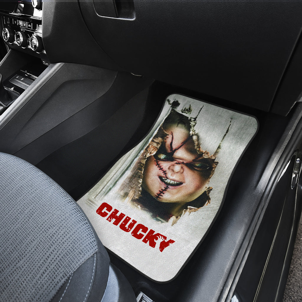 Horror Car Floor Mats - Scary Chucky Face Behind The Wall Car Mats