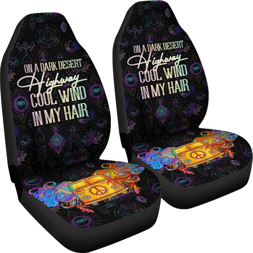 On A Dark Desert Hippie Van Car Seat Covers