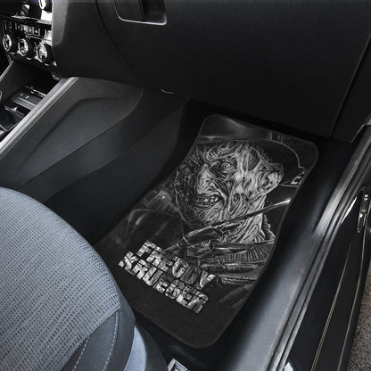 Horror Car Floor Mats Freddy Krueger Portrait Black White Car Mats