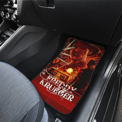 Horror Car Floor Mats Freddy Krueger Flaming Sunset Car Mats