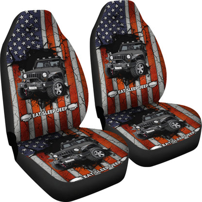 Eat Sleep Jeep Gray Car Seat Covers