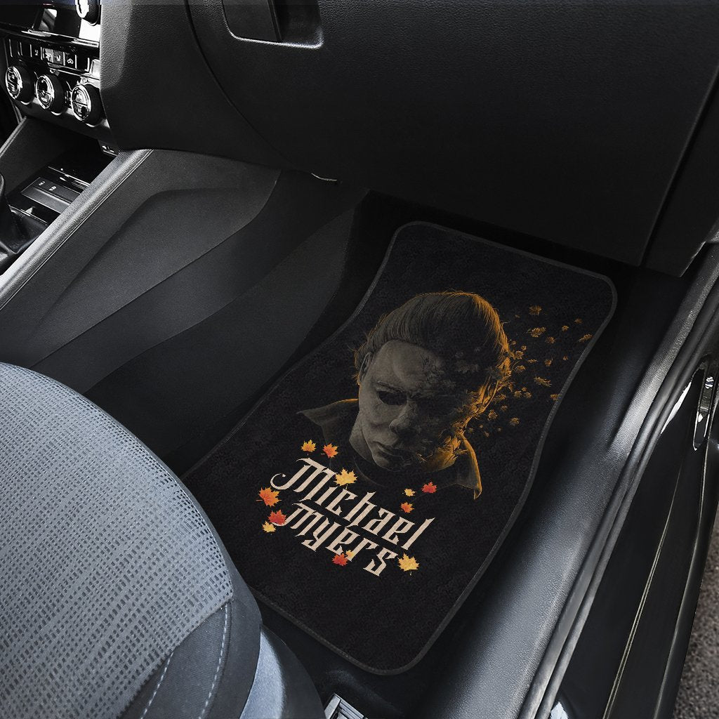 Horror Car Floor Mats Michael Myers Fading Face Maple Leaf Car Mats