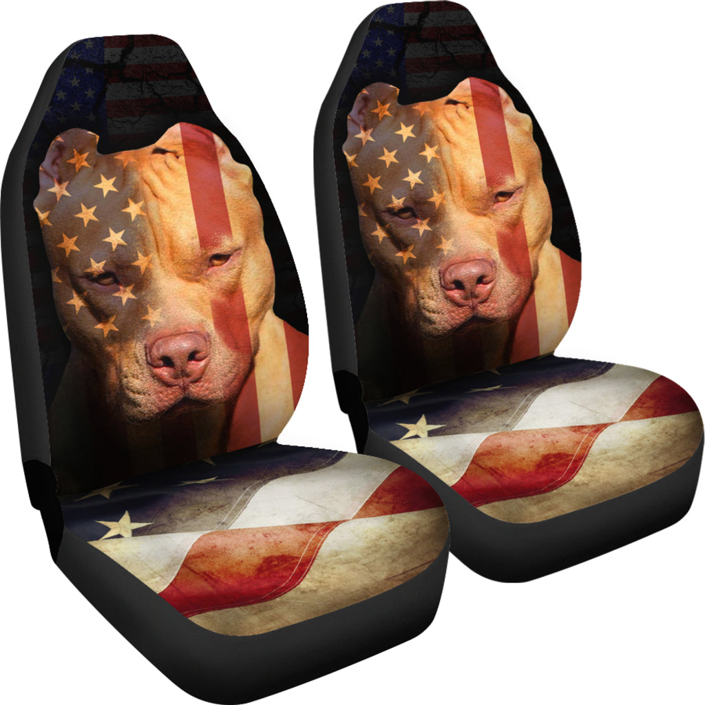 Pitbull American Flag Car Seat Cover