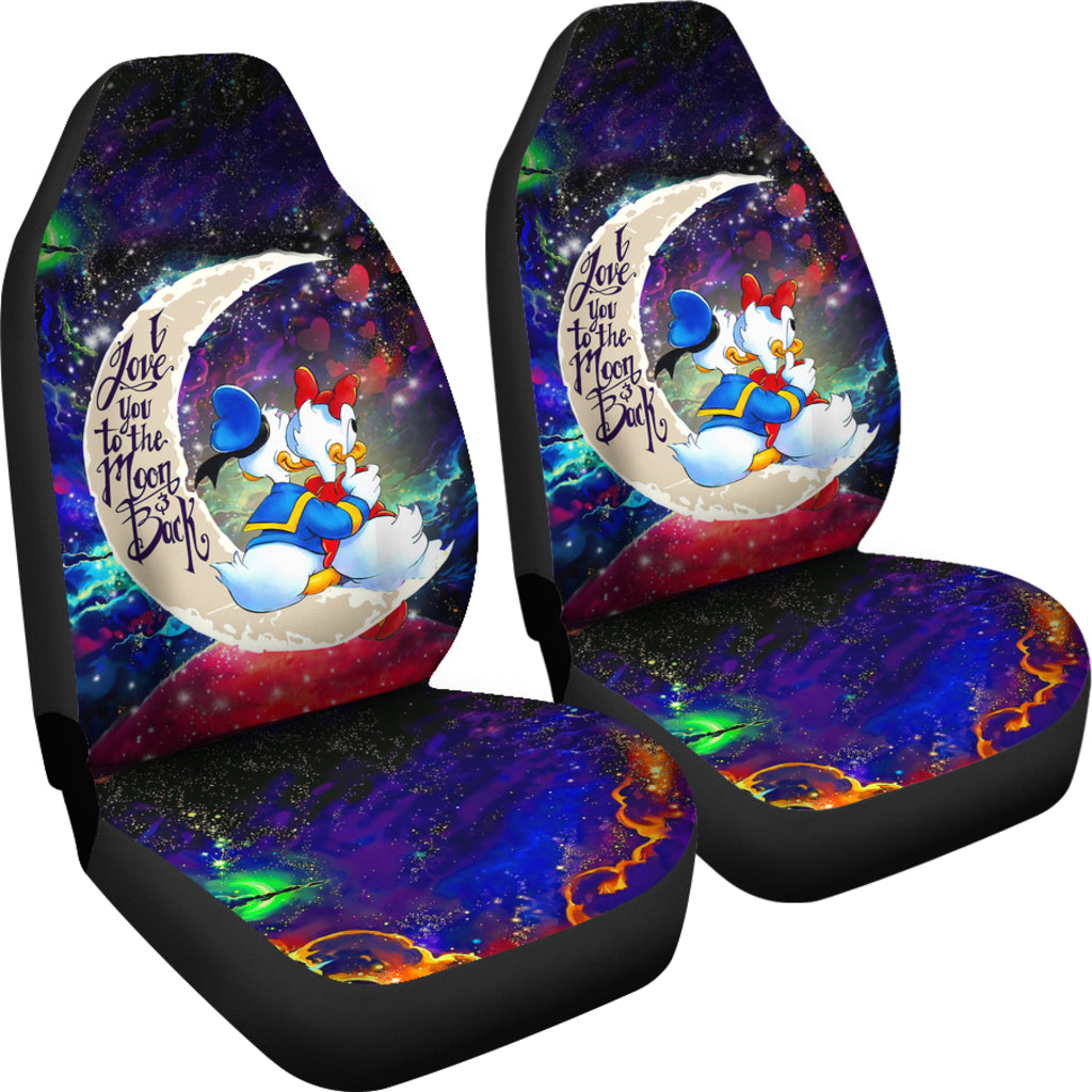 Couple Cute Duck Couple Love You To The Moon Galaxy Car Seat Covers