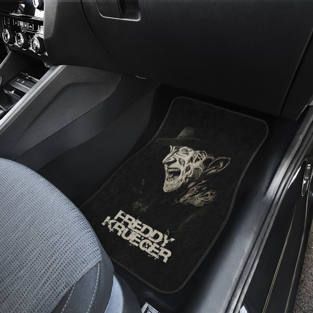 Horror Car Floor Mats Freddy Krueger Shouting Black White Car Mats