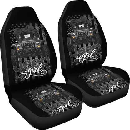 Halloween American Flag Black Jeep Girl Car Seat Covers