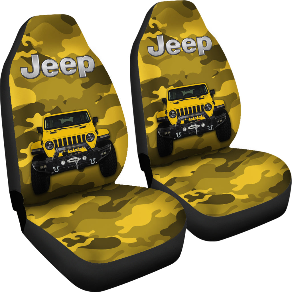 Yellow Jeep Camouflage Car Seat Covers