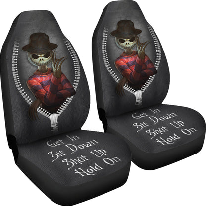 Jack Skellington Mix Freddy Krueger Horror Get In Sit Down Shut Up And Hold On Car Zipper Car Seat Covers