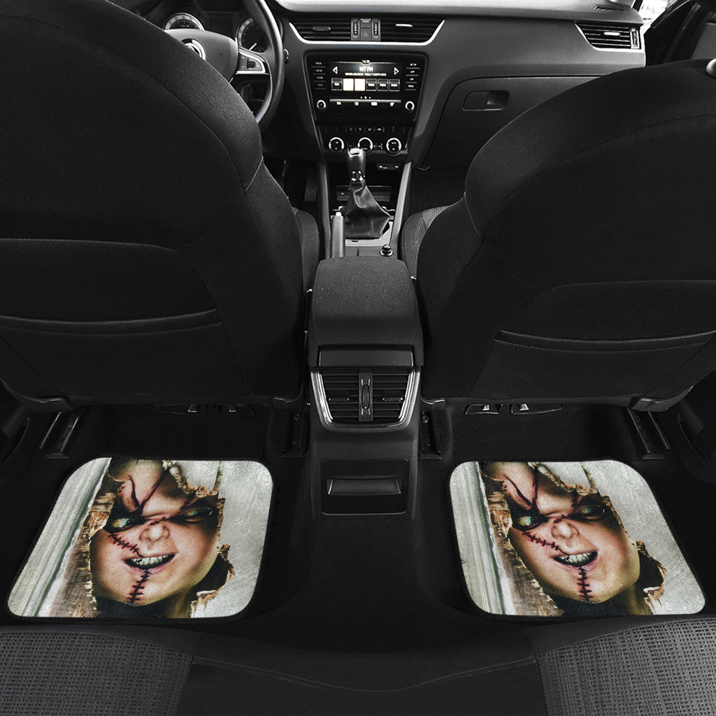 Horror Car Floor Mats - Scary Chucky Face Behind The Wall Car Mats