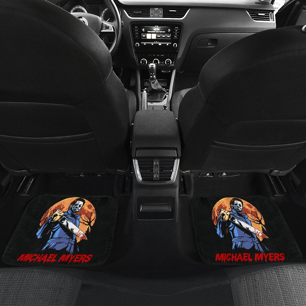 Horror Car Floor Mats Michael Myers Yellow Moon Night Car Mats