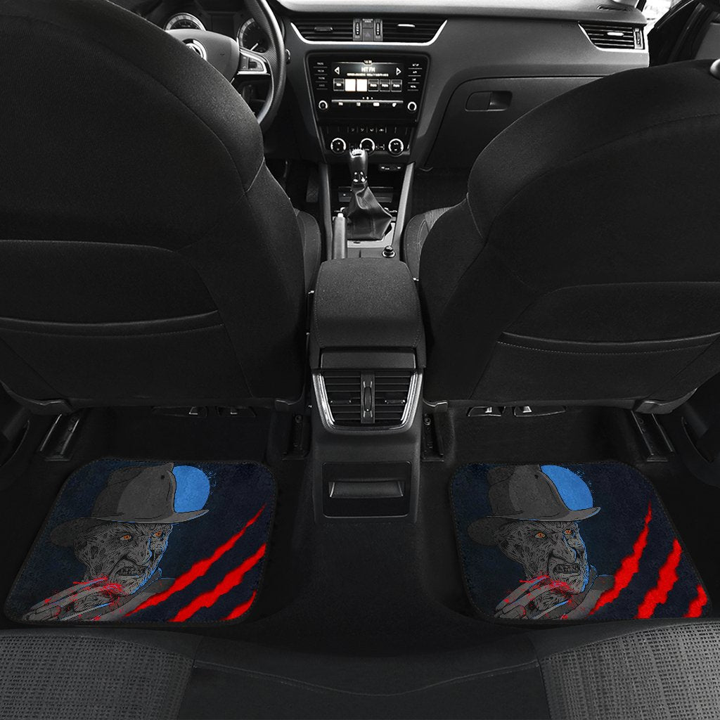 Horror Car Floor Mats Freddy Krueger Claw Blue Theme Car Mats