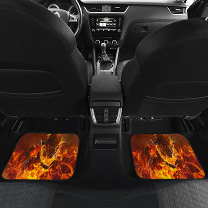 Horror Car Floor Mats Scary Freddy Krueger Flaming In Fire Car Mats