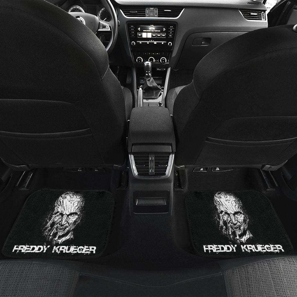 Horror Car Floor Mats Freddy Krueger Dissolving Face Black White Car Mats