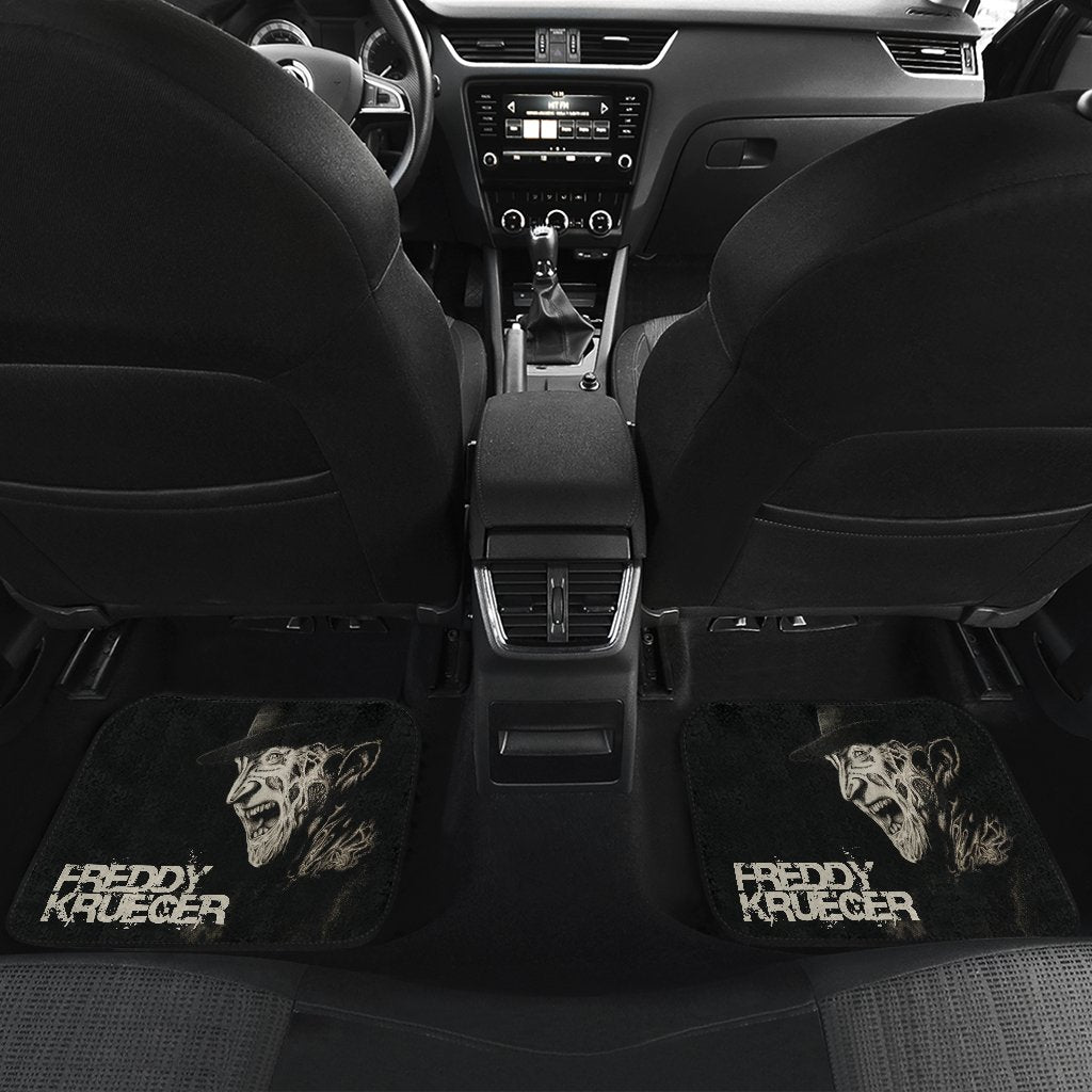 Horror Car Floor Mats Freddy Krueger Shouting Black White Car Mats