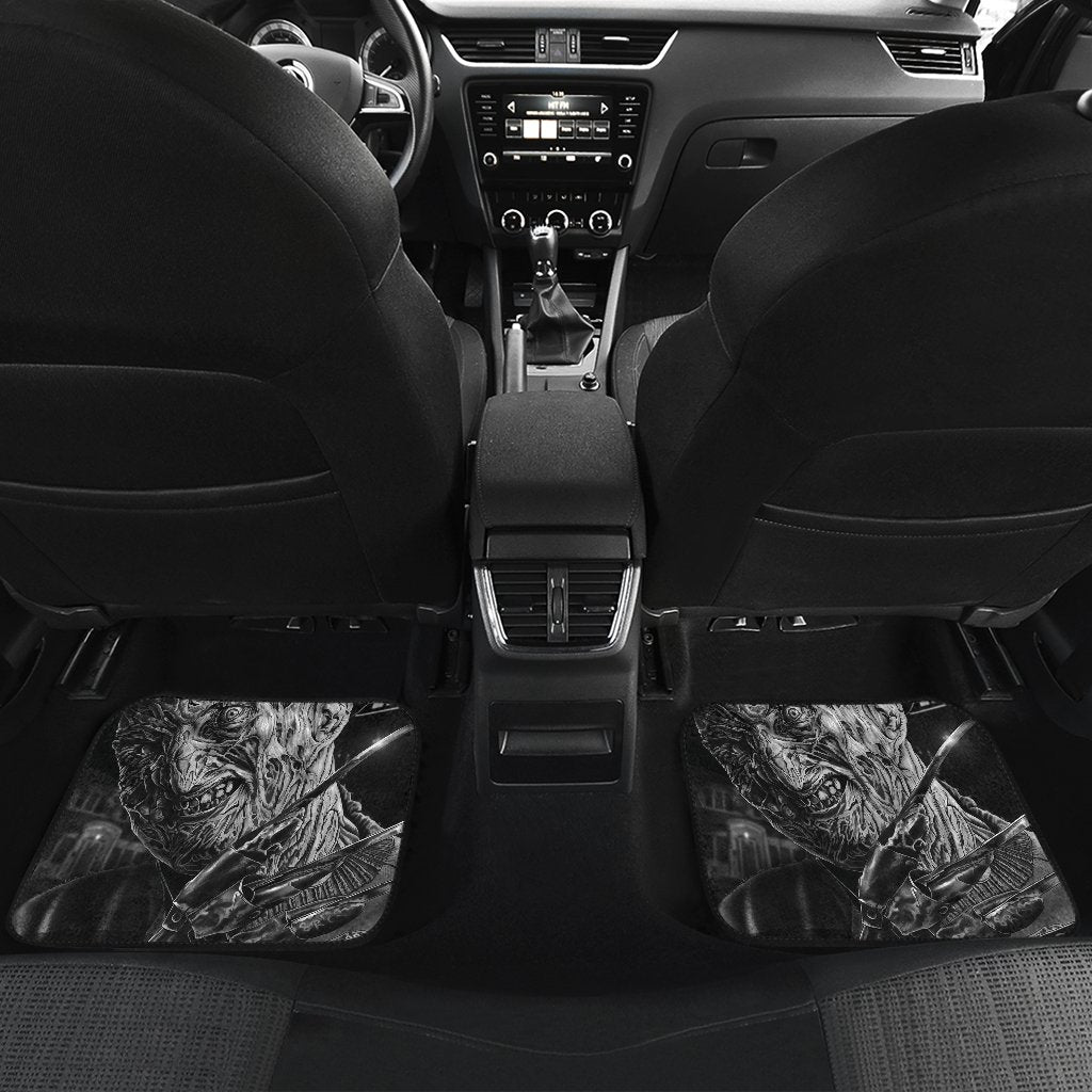 Horror Car Floor Mats Freddy Krueger Portrait Black White Car Mats