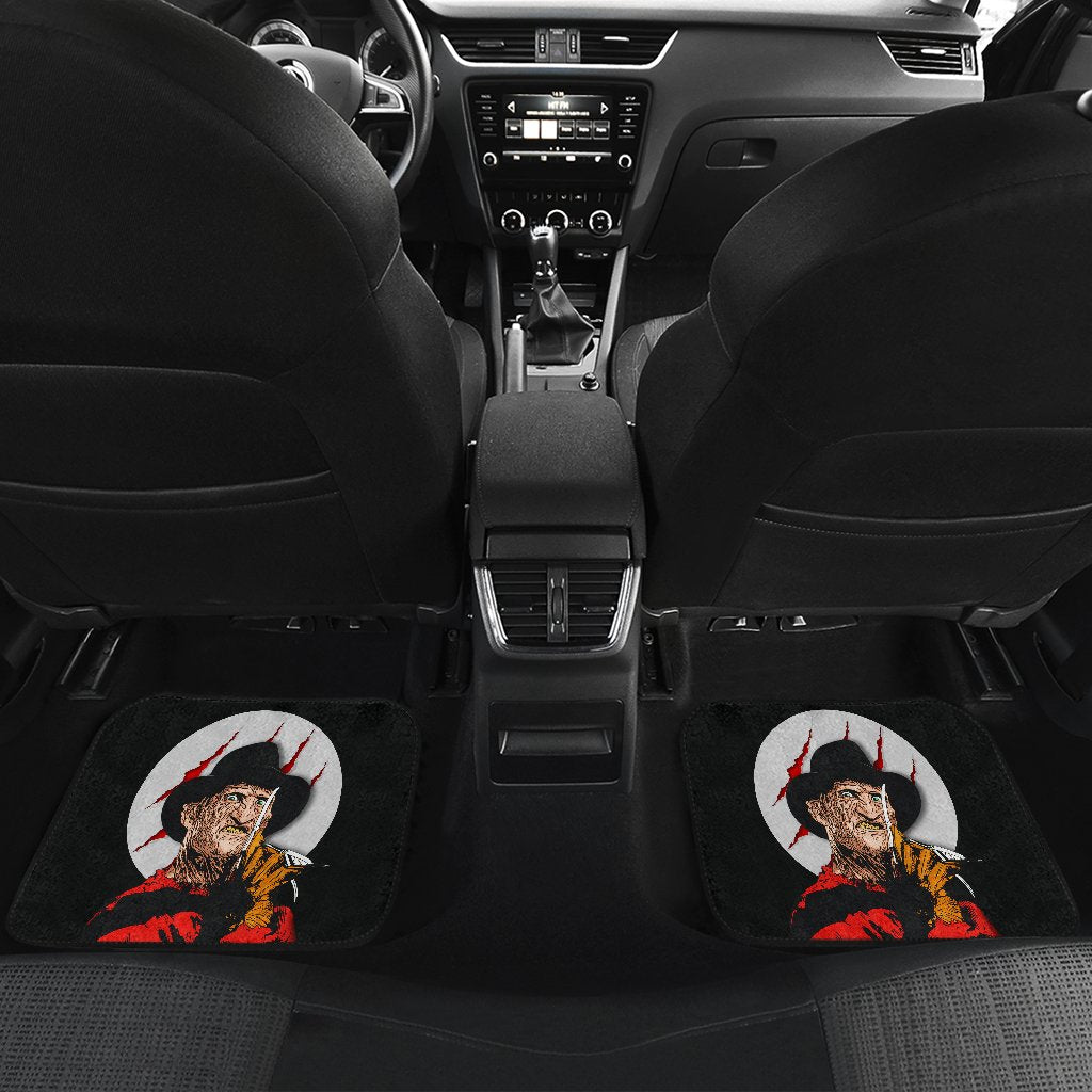 Horror Car Floor Mats Freddy Krueger Claw On White Moon Car Mats