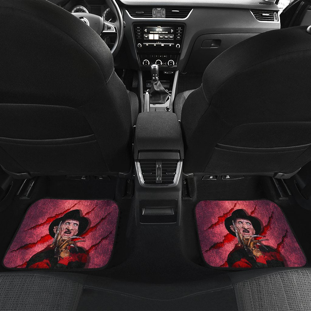 Horror Car Floor Mats Freddy Krueger Claw Red Theme Car Mats