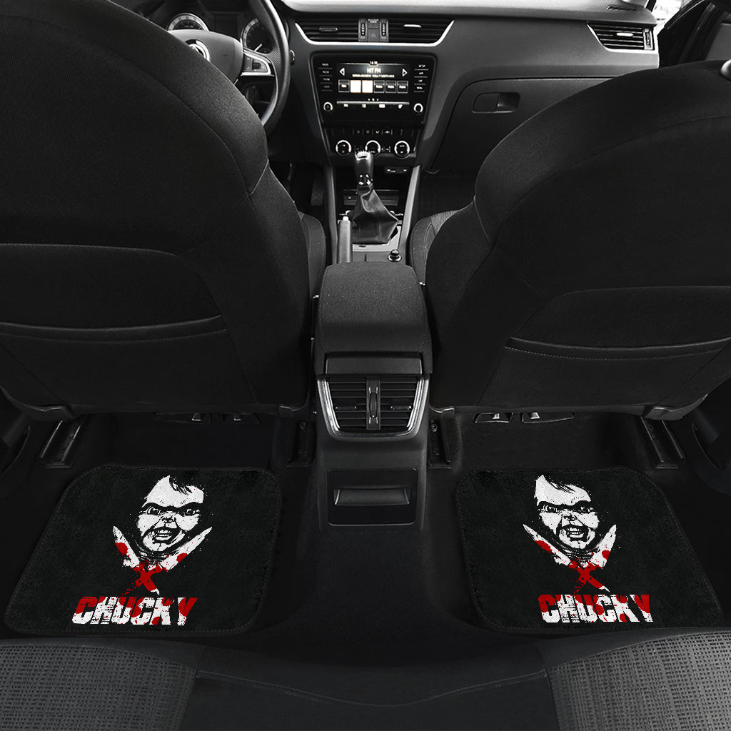 Horror Car Floor Mats Chucky Child's Play Horror Blood Halloween Car Floor Mats Horror Car Mats