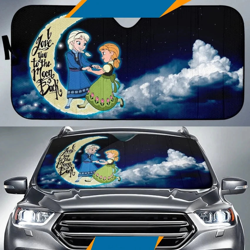 Frozen Car Sun Shade Elsa And Anna Love You To The Moon Winshield Sun Shade Blue