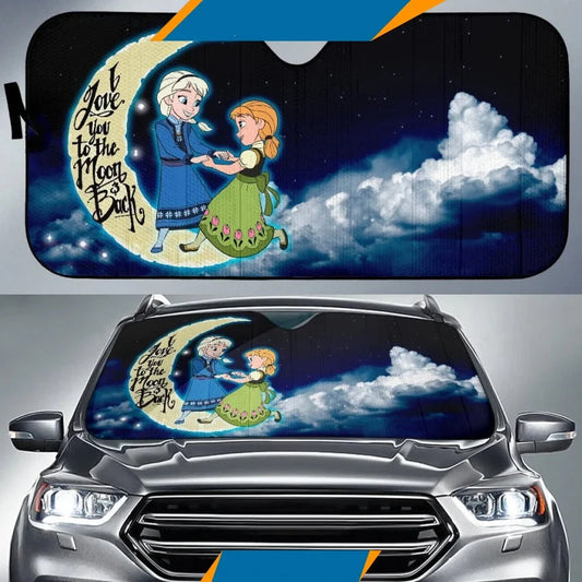 Frozen Car Sun Shade Elsa And Anna Love You To The Moon Winshield Sun Shade Blue