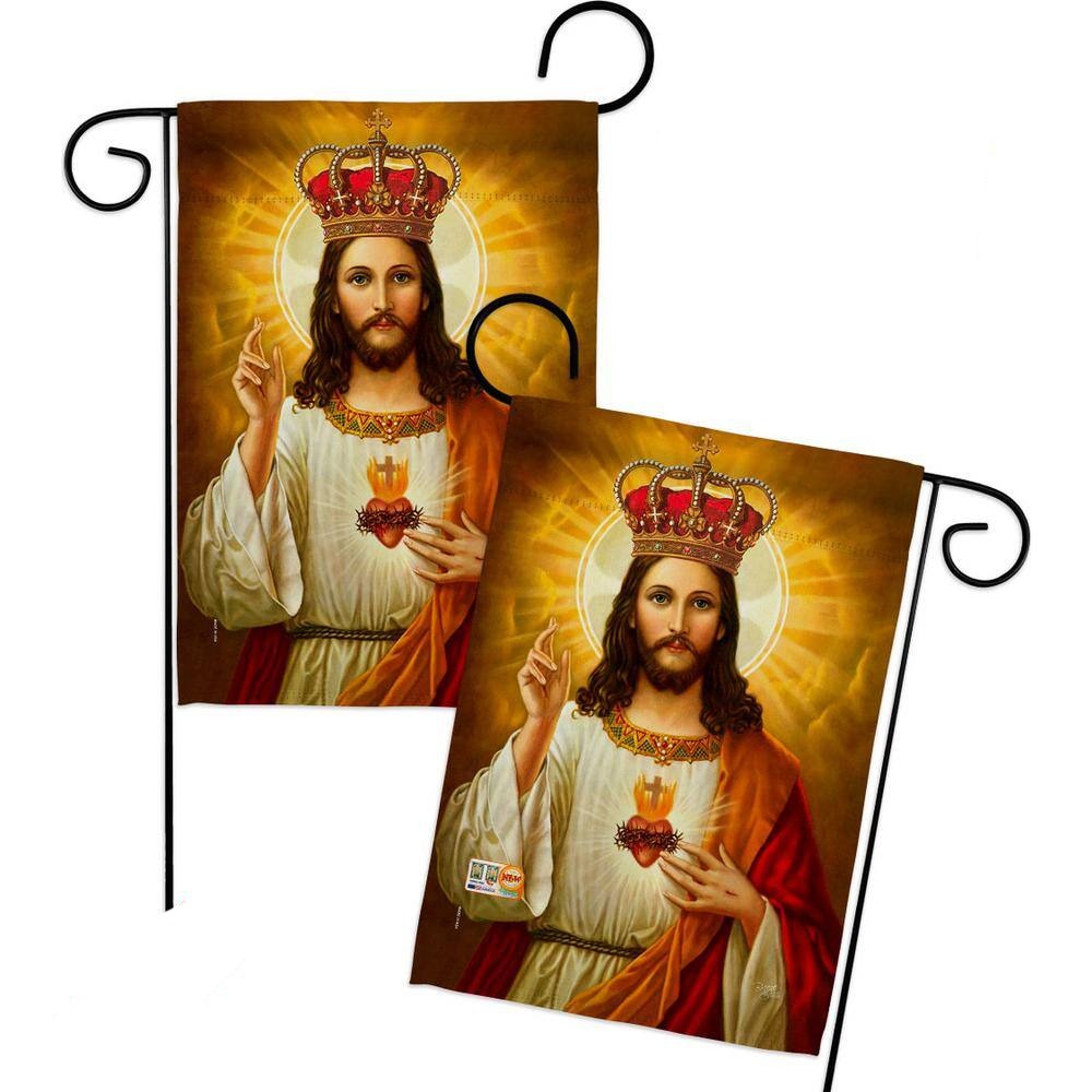 Jesus Flags Sacred Heart Jesus With Crown Flag Brown