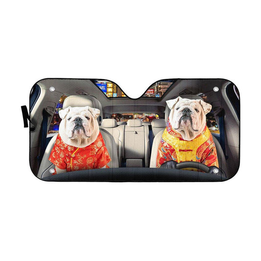Gearhumans 3D Bulldog 04 Custom Car Auto Sunshade