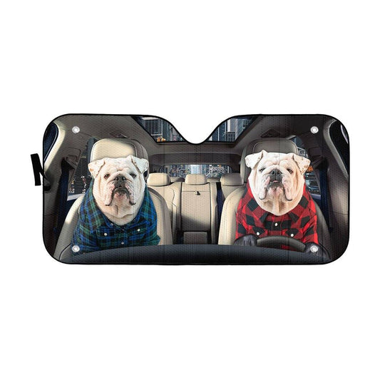 Gearhumans 3D Bulldog 24 Custom Car Auto Sunshade