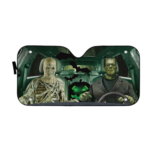 Gearhumans 3D Frankenstein And The Mummy Custom Car Auto Sunshade