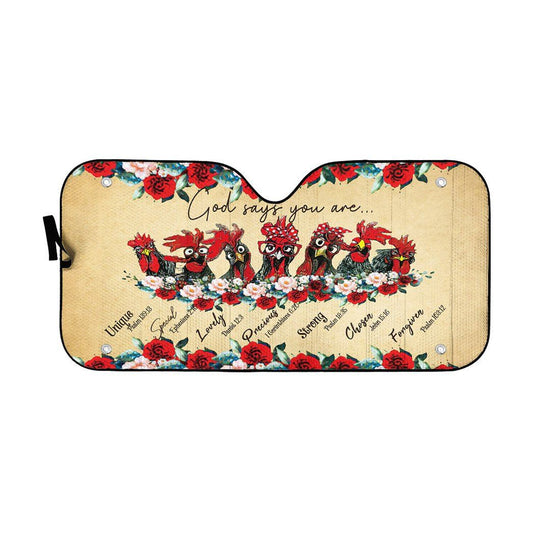 Gearhumans 3D God Says You Are Roosters Custom Car Auto Sunshade