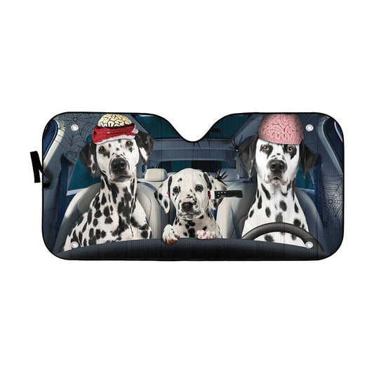 Gearhumans 3D Halloween Dalmatian Family Custom Car Auto Sunshade