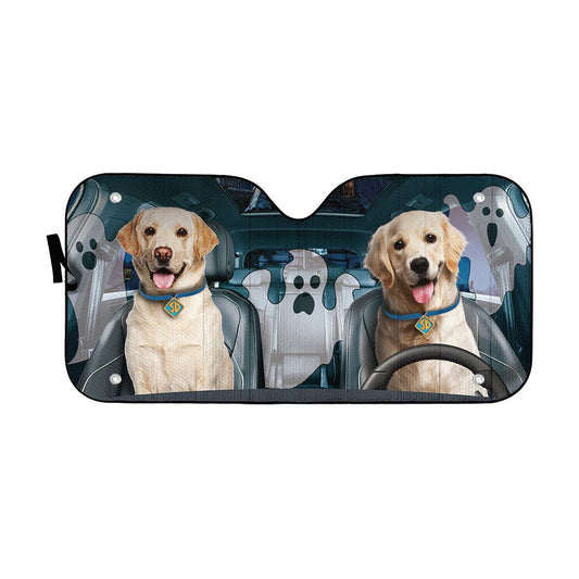 Gearhumans 3D Halloween Golden Retriever Custom Car Auto Sunshade