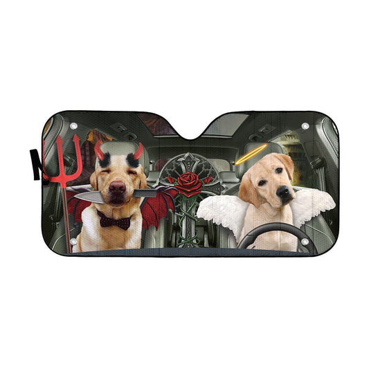Gearhumans 3D Halloween Labrador Retriever Custom Car Auto Sunshade