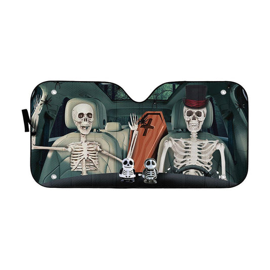 Gearhumans 3D Halloween Skeleton Custom Car Auto Sunshade