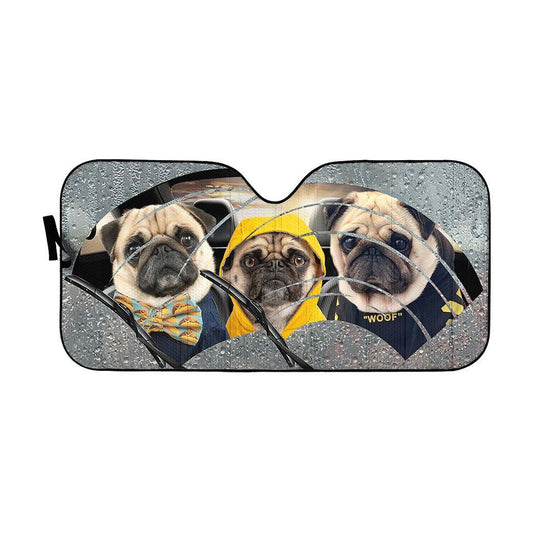 Gearhumans 3D Pugs 3 Custom Car Auto Sunshade