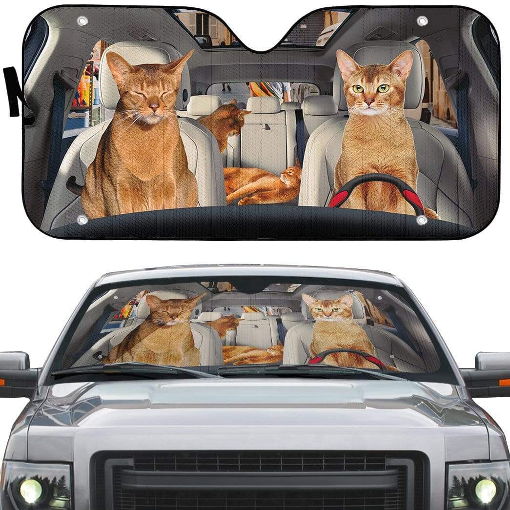 Gearhumans 3D Abyssinian Cat Custom Car Auto Sunshade