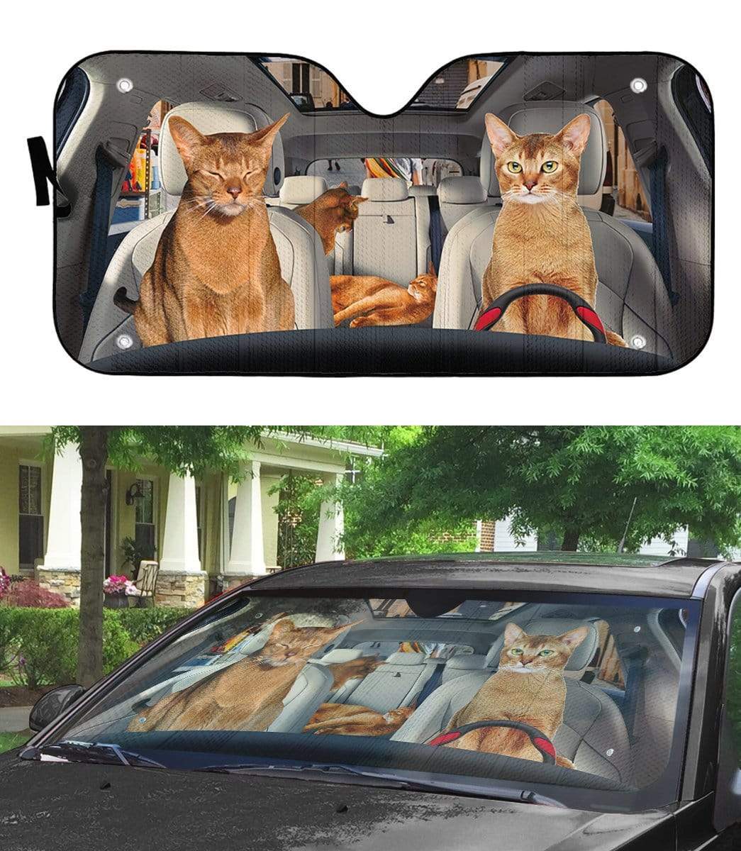 Gearhumans 3D Abyssinian Cat Custom Car Auto Sunshade