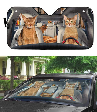 Gearhumans 3D Abyssinian Cat Custom Car Auto Sunshade